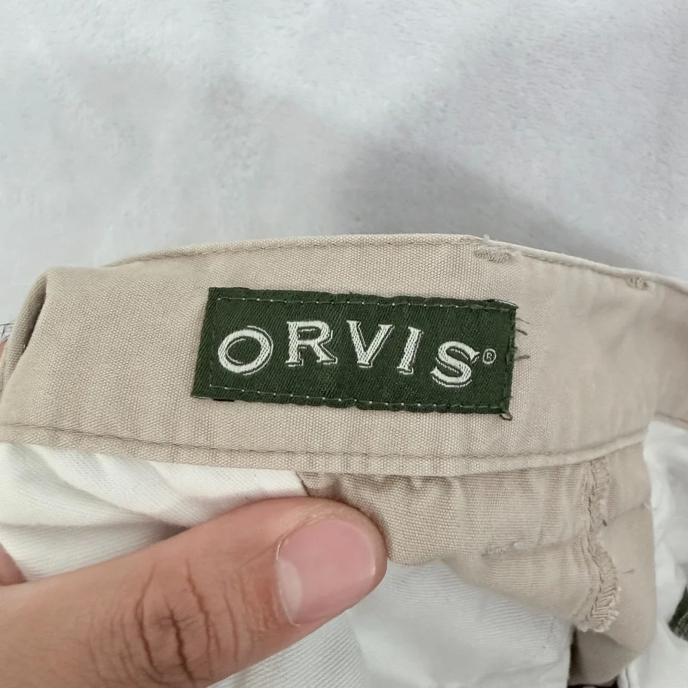 Orvis Cargo Pants Mens 38 (36x28) Beige Adjustable Waist Outdoor Hiking